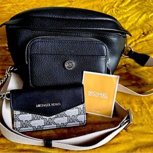 Michael Kors Black Belt Bag Pebbled Leather